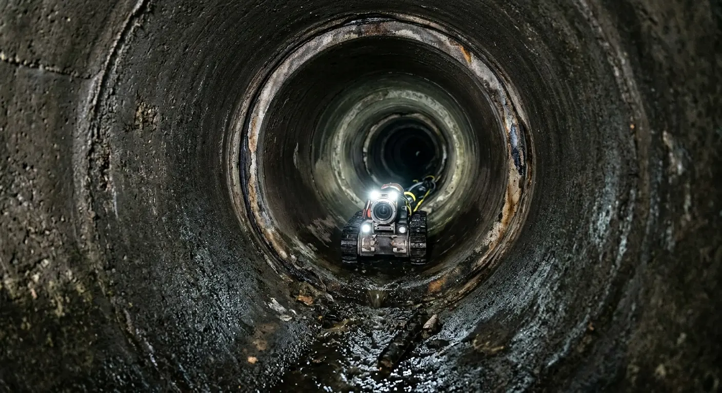 Robotic sewer camera inspecting pipe interior for Drain Snake Service in San Juan Capistrano